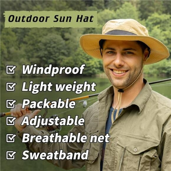 Oversized Waterproof Sun Hat XL XXL Mesh Bucket Hat Wide Brim for Hiking - Picture 5 of 6